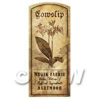 Dolls House Herbalist/Apothecary Cowslip Herb Short Sepia Label