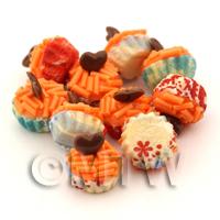 Miniature Orange Sprinkle With Choc Heart Cupcake With Mixed Colour Paper Cups