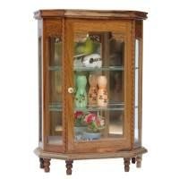 1/12th scale - Dolls House Miniature Small Teak Display Unit with Glass Shelves