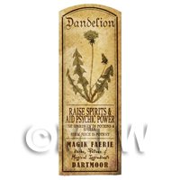 Dolls House Herbalist/Apothecary Dandelion Plant Herb Long Sepia Label