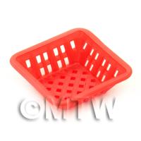 Medium Dark Red Dolls House Miniature Square Plastic Basket