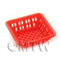 Large Dark Red Dolls House Miniature Square Plastic Basket