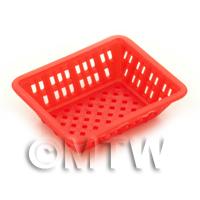 Large Dark Red Dolls House Miniature Retangular Plastic Basket