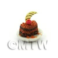 Dolls House Miniature Chocolate Layer Cake With a Cherry