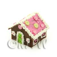 Dolls House Miniature Pink Roof Gingerbread House