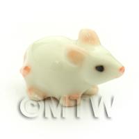 Hand Made Dolls House Miniature Ceramic White Mouse