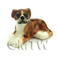 Dolls House Miniature Ceramic Brindle Boxer Dog
