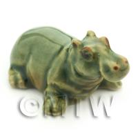 Handmade Dolls House Miniature Ceramic Hippo