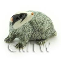 Handmade Dolls House Miniature Ceramic Badger