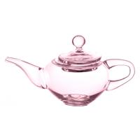 Tiny Pink Dolls House Miniature Handmade Glass Teapot With Lid