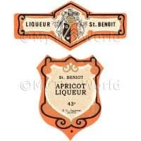 1/12th scale - Matched Benoit Apricot Liqueur Miniature Dolls House Liqueur Labels