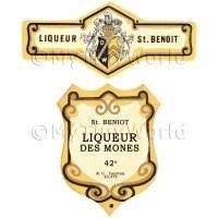 Matched Benoit Liqueur Des Mones Miniature Dolls House Liqueur Labels