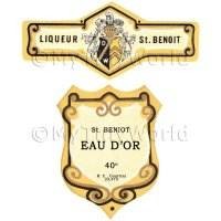 Matched Benoit Eau Dor Miniature Dolls House Liqueur Labels