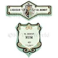 Matched Benoit Rum Miniature Dolls House Liqueur Labels