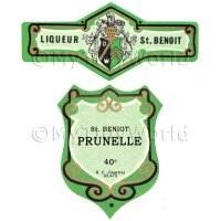 1/12th scale - Matched Benoit Prunelle Miniature Dolls House Liqueur Labels