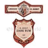 Matched Benoit Dark Rum Miniature Dolls House Liqueur Labels