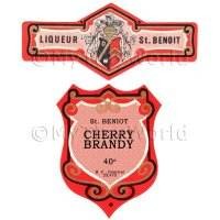 Matched Benoit Cherry Brandy Miniature Dolls House Liqueur Labels