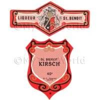 Matched Benoit Kirsch Miniature Dolls House Liqueur Labels