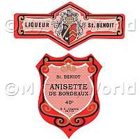 1/12th scale - Matching Benoit Anisette De Bordeaux Dolls House Liqueur Labels