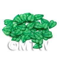 50 Transparent Green Leaf Cane Slices - Nail Art (ENS20)