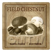 Dolls House Miniature Apothecary Field Chestnut Fungi Sepia Box Label