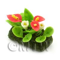 Dolls House Miniature Flower Bed Anthurium