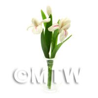 Bunch Of Dolls House Miniature White Iris Flowers