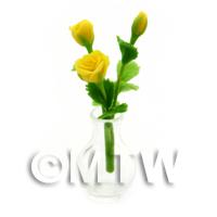 Bunch of 3 Handmade Dolls House Miniature Yellow Roses