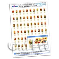 48 Dolls House Miniature Flower Seed Packets A4 Value Sheet Set 2