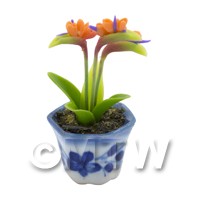 Dolls House Miniature Potted Orange Birds Of Paradise Flower