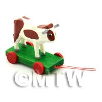 Dolls House Miniature Large German Pull-Along Brown Cow