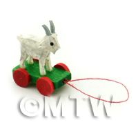 Dolls House Miniature Small Pull-Along White Goat