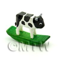 German Crafted Dolls House 20mm Rocking Black Cow