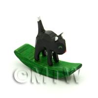German Crafted Dolls House 20mm Rocking Black Cat
