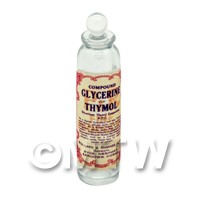 1/12th scale - Miniature Glycerine of Thymol Clear Glass Apothecary Bottle 