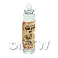 Miniature Cod Liver Oil Clear Glass Apothecary Bottle 