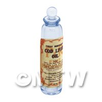 Miniature Cod Liver Oil Blue Glass Apothecary Bottle