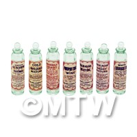 Set of 7 Green Glass Apothecary Bottle (GS14) Set 1/2