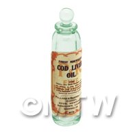 Miniature Cod Liver Oil Green Glass Apothecary Bottle