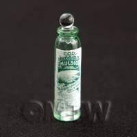 Miniature Cod Liver Oil Green Glass Apothecary Bottle 