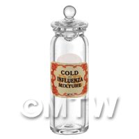 Miniature Cold and Influenza Mixture Glass Apothecary Jar 