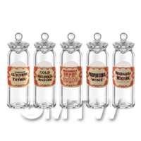 Set of 5 Miniature Glass Apothecary Storage Jar 