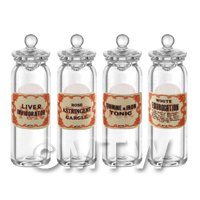 Set of 4 Miniature Glass Apothecary Storage Jar 