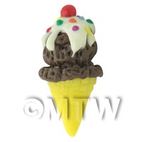 Dolls House Miniature Large Chocolate Sprinkle Ice Cream Cone