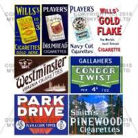 Set of 8 Dolls House Miniature Cigarette Shop Signs Circa 1910-30