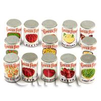 Set Of 13 Assorted Dolls House Miniature Clover Farm Cans (1920s) - (CLST1)