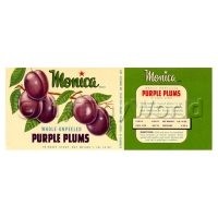 Dolls House Miniature Monica Purple Plums Label (1930s)