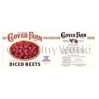 Dolls House Miniature Clover Farm Diced Beets Label (1920s)