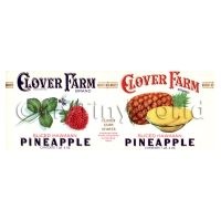 Dolls House Miniature Clover Farm Hawaiian Pineapple Label (1920s)