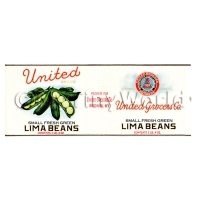 Dolls House Miniature United Lima Beans Label (1930s)